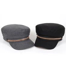 Шерстяной берет с золотым дизайном на молнии Мужская остроконечная Кепка Женская плоская шапка женская кепка в британском стиле s Boina Feminina Gorras весна-зима