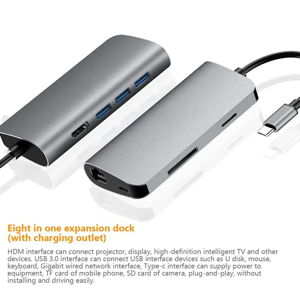 Док-станция с usb-gортом Alles-In-Een Usb-C Naar Hdmi Kaartlezer Rj45 Pd адаптер Voor Macbook samsung Galaxy S9/S8/S8+ концентратор type C