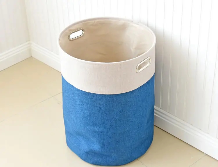 blue Laundry Basket Picnic Basket Stand Toy Storage Box Bag Cotton Washing Dirty Clothes Basket Organizer Bin Handle
