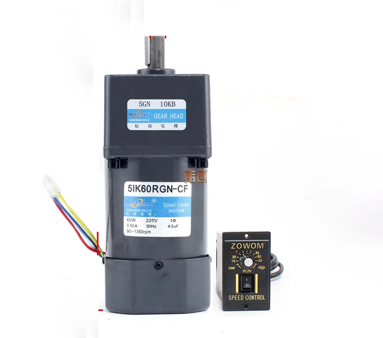 5IK60RGN-CF AC gear reducer motor, speed regulation, reversible, large torque + speed controller