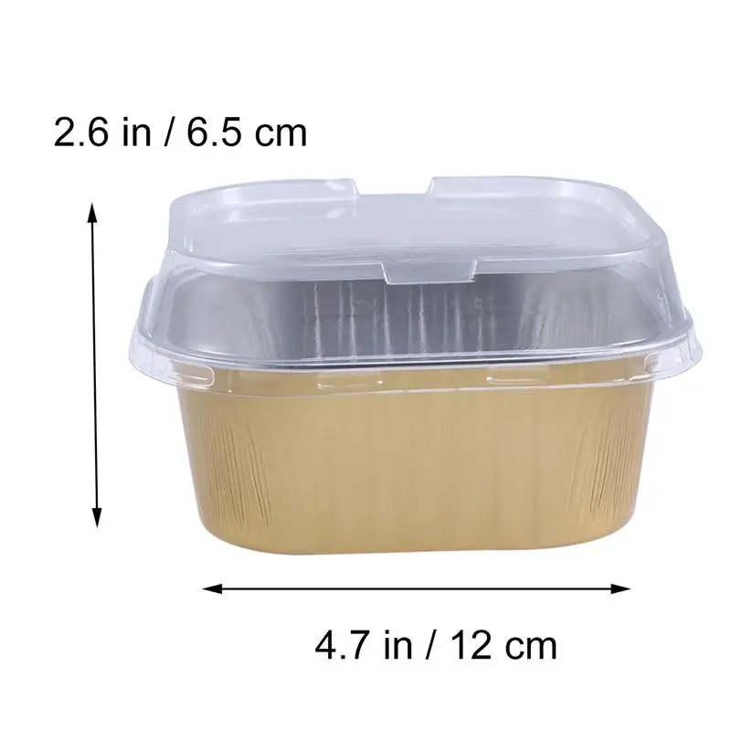 8 шт 300 мл одноразовая алюминиевая коробка для ланча квадратные закуски пищевые упаковочные контейнеры с пластиковыми крышками