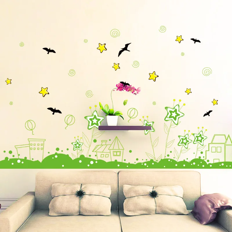 Manufacturers Direct Selling Removable XL7182 Five-Star Garden Skirting Living Room Entrance Background Decoration Wall Stickers
