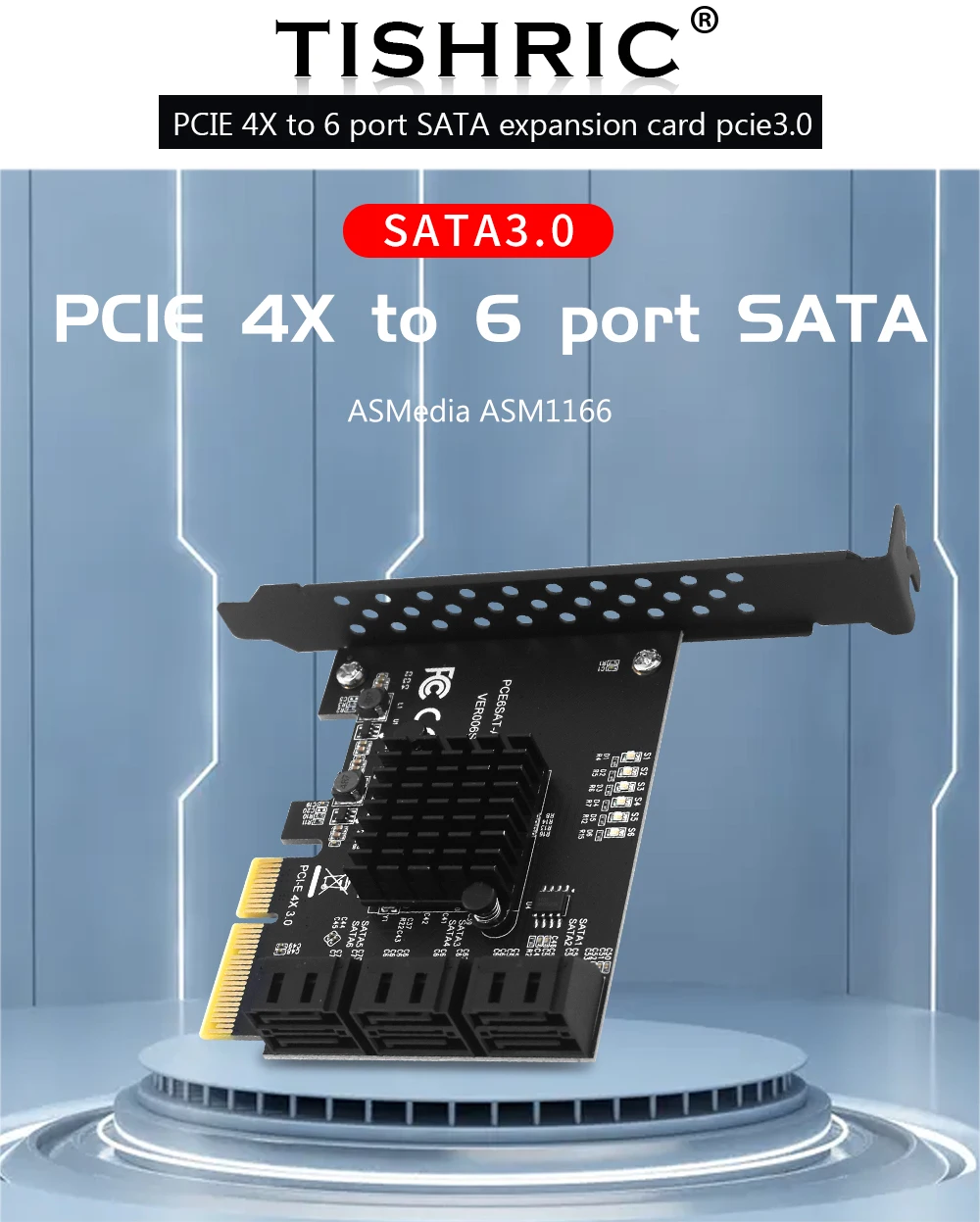 TISHRIC PCI-E SATA Controller Expansion Card - 6/8/10 Ports, ASM1166, PCI SATA3.0 Adapter Description Image.This Product Can Be Found With The Tag Names Adapter, Asm1166 6 ports, Asm1166 sata controller, Expansion card, Pci sata ide controller card