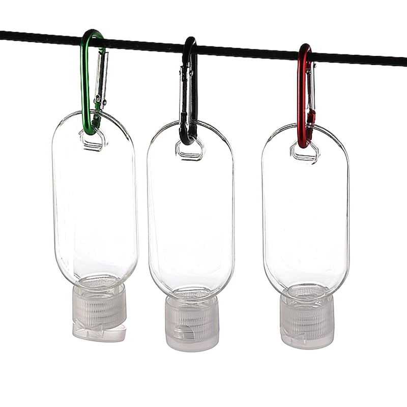 Hand Sanitizer Travel Bottles with Keychain Holders – Set of 5 Reusable Flip Cap Containers (30ml & 50ml)