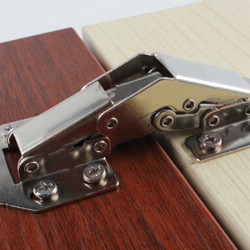 NEW-10PCS 90 Degree No-Drilling Hole Cabinet Bridge Shaped Spring Frog Hinge Full Overlay Cupboard Door Hinges Hardware Accessor