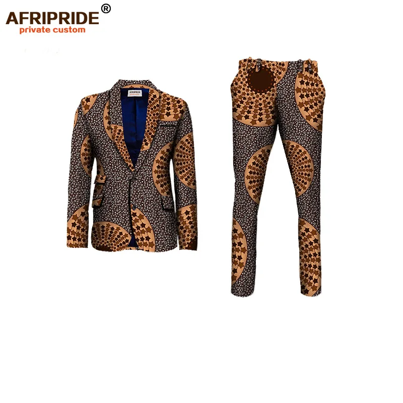 2019NEW AFRIPRIDE, индивидуальная африканская одежда для мужчин, приталенный официальный костюм, пиджак+ брюки, для свадьбы, работы, места, бизнеса, A731602