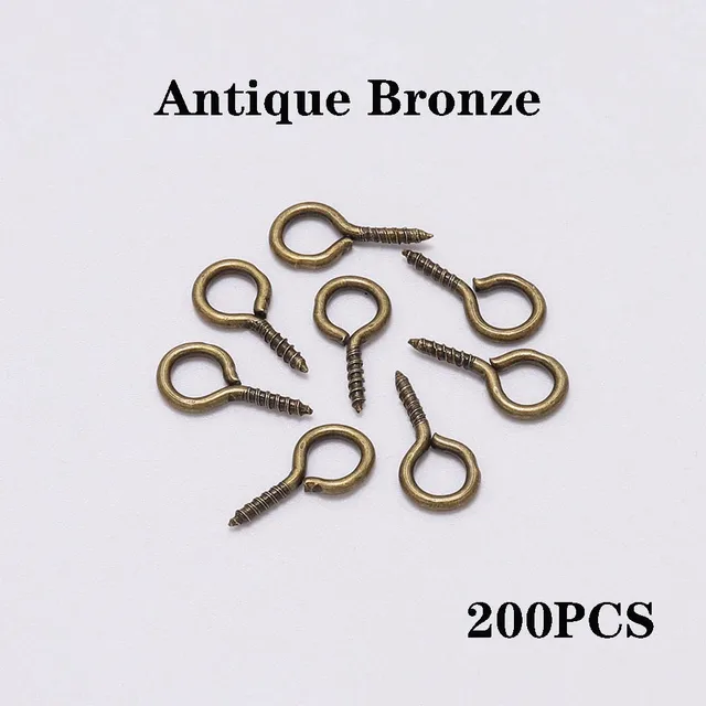 100-200pcs Small Tiny Mini Eye Pins Eyepins Hooks Eyelets Screw Threaded Gold Clasps Hooks Jewelry Findings For Making DIY Antique Bronze