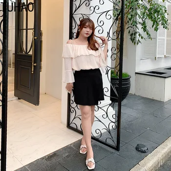

Skirts Style Plus Size Black Shorts 2020 High Waist Elegant Office Lady Work Short Pants Large Size Skirt Shorts Women TA2076