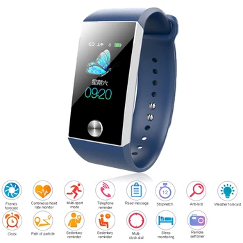 

Smart Bracelet 1.14 Big Screen blood Pressure ECG Heart Rate Sleep Remind Waterproof Information Reminder Multi Language Support