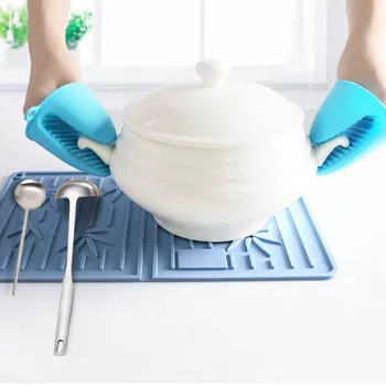 

Food Grade Silicone Table Placemat Home Drying Easy To Clean Heat Resistant Dryer Mat Dish Anti-Bacterial Foldable Drain Pad