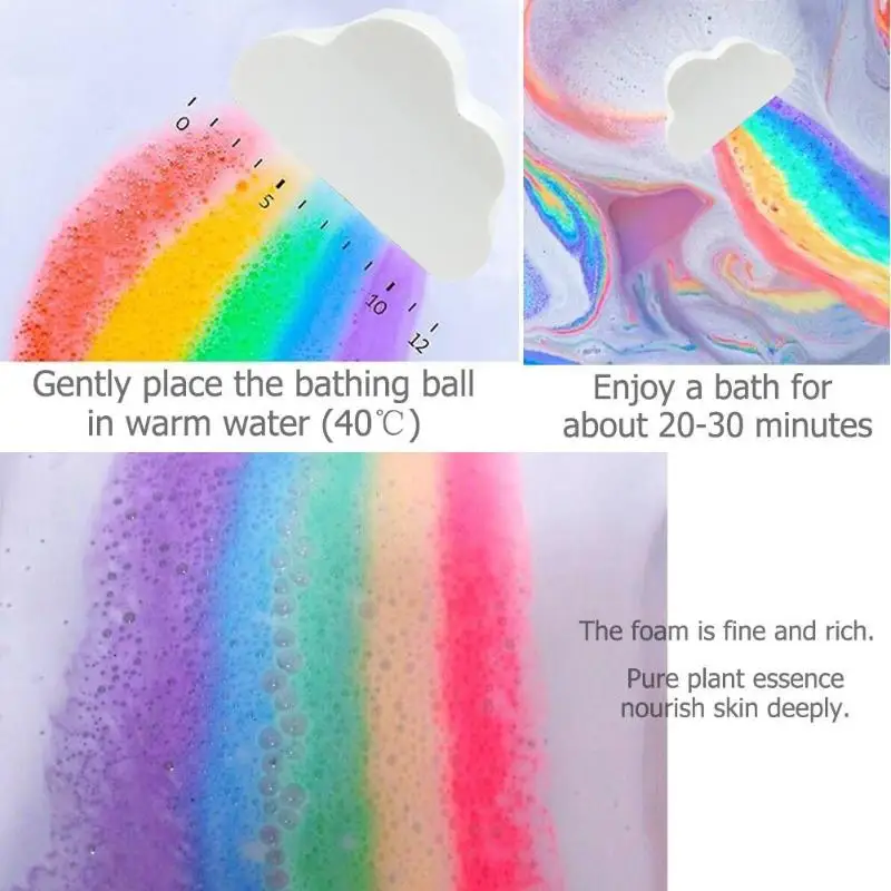 Baby Skin Care Rainbow Bath toys for Children Cloud Rainbow Bath Salt Ball Essential Oil Effervescent Bubble Bath for Baby Care