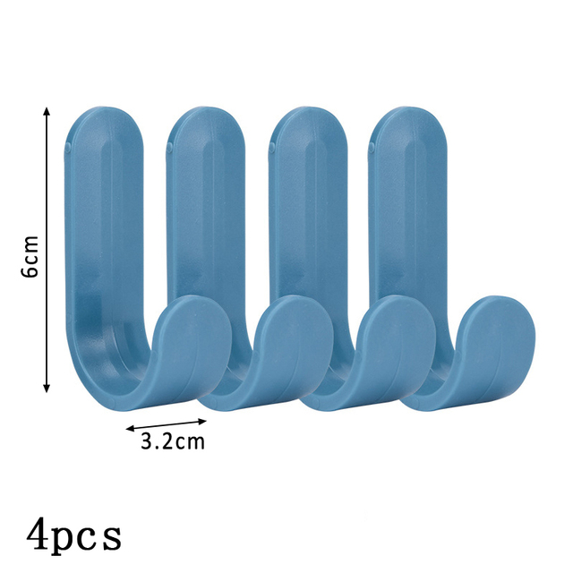 J Shape Self-adhesive Multi Purpose ABS Plastic Home Decoration No Trace Wall Hook Pure Color Nordic Style