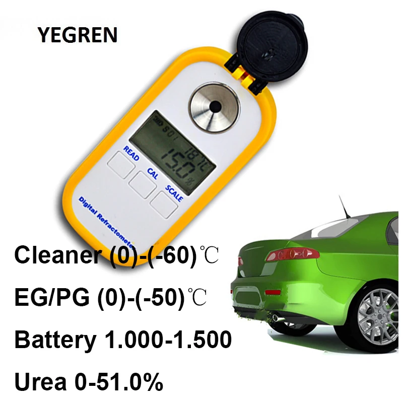 Electronic Car Urea Refractometer Cleaner Freezing Point Tester Antifreeze EG/PG Test Urea Solution Concentration Detection