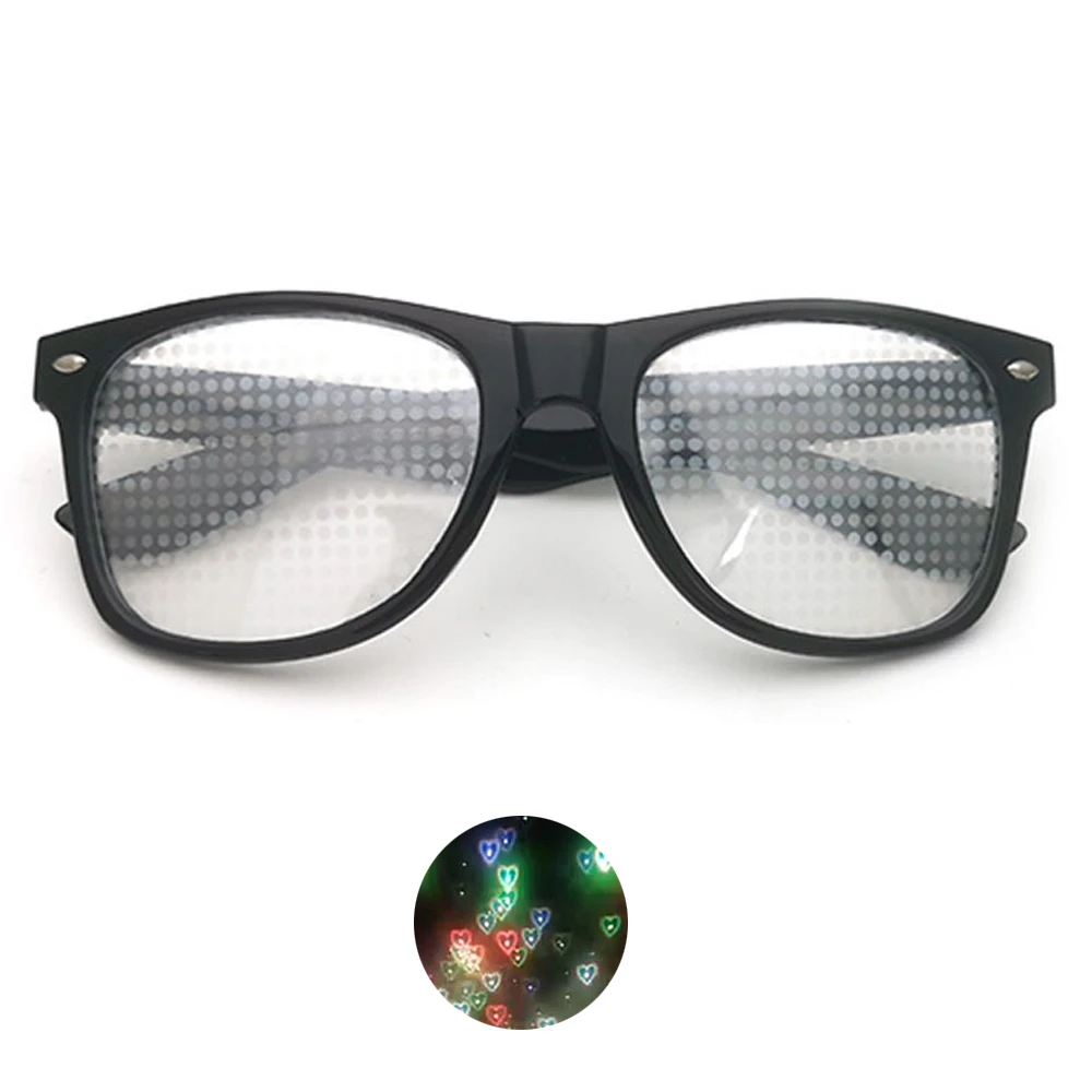Gafas láser de prisma 3D Rave para Festival, novedad, luz ABS/Marco de duro para PC, lentes de corazón, gafas de fuegos artificiales de difracción|Gafas 3D / Gafas de realidad virtual| -