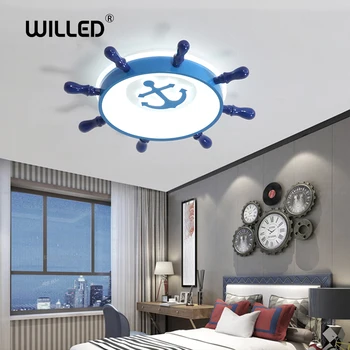 

European 55cm Pirate Boat Rudder Ceiling Light Led Children Room Decoration Lighting luminaires
