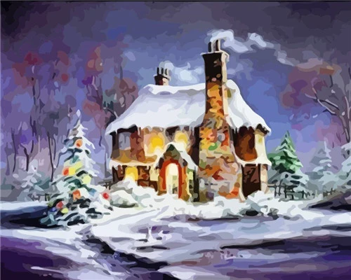 HUACAN живопись по номерам пейзажные наборы Рисование холст ручная роспись раскраска искусство рождественские картины подарок домашний декор - Цвет: SZHC1-1286