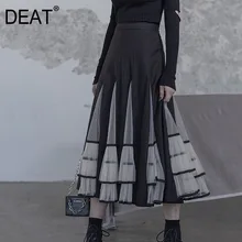 [DEAT] высокая эластичная талия, черная сетчатая Комбинированная юбка, хит цвета, женская мода, новинка, весна-осень, 19A-a180