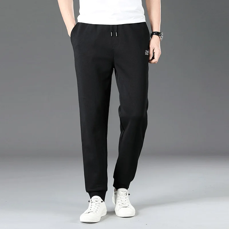 

Spring Men's Trousers New Style Brand Casual Pants Men Versatile Athletic Pants Loose Straight Medium Waist Thick Warm Sweatpant