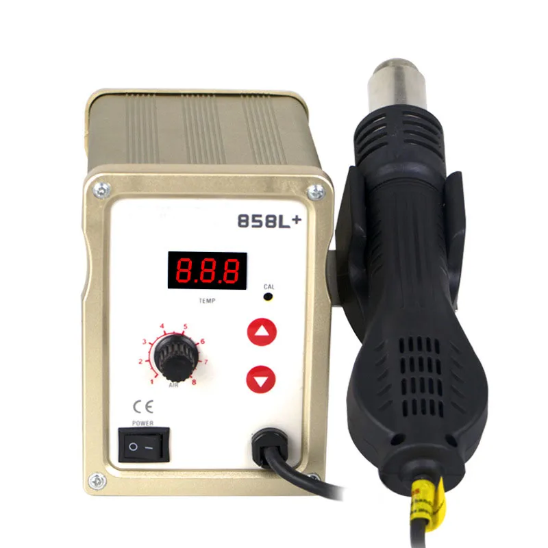 

New Arrival 858L+ Portable Rework Station Hot Air 700w Cellphone Repair Desoldering Gun 110v/220v LED Accurate Display Blower