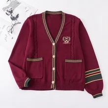 

New Japanese Fashion College JK Loose V-neck Cardigan 2021 New Sweater Female Outer Wear Jk Sweater Coat Japanese School Uniform