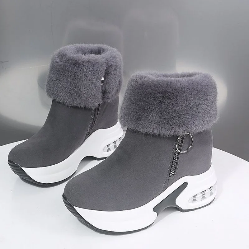 2023 Women's Ankle Boots Warm Plush Winter New Snow Boots Women's Retro Zipper Boots Platform Boots Botas Mujer Women's Shoes