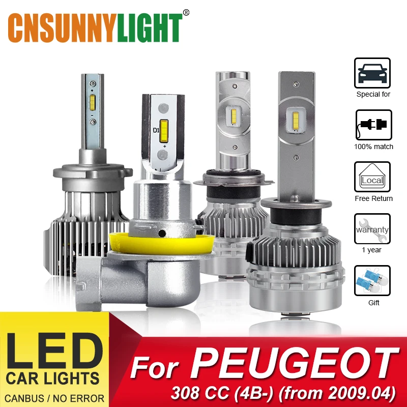

CNSUNNYLIGHT H7 H1 LED Car Headlight Bulbs For PEUGEOT 308 CC (4B_) (from 2009.04) Foglamp H8 3000K 6000K 8000K Car Light Bulbs