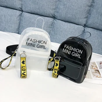

Women Girl Mini Size Transparent Backpacks Clear PVC Teenager Zipper Trendy Student School Backpack Travel Bag Mochila Feminina