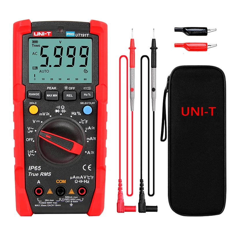 

UNI-T Tester Digital Multimeter Profesional UT191T UT191E True RMS Auto Range DMM 20A Ammeter 600V Count 6000 DC AC Capacitor