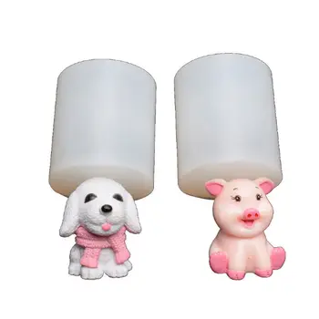 

New 2Pcs Handmade Mini Size 3D Pet Dog Cute Pig Epoxy Resin Silicone Molds Animals Resin Casting Mold Jewelry Making Tools