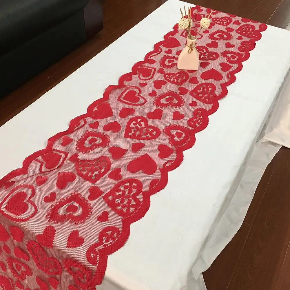 

DishyKooker Christmas Valentine's Day Table Flag Decoration Red Heart Shape Tablecloth