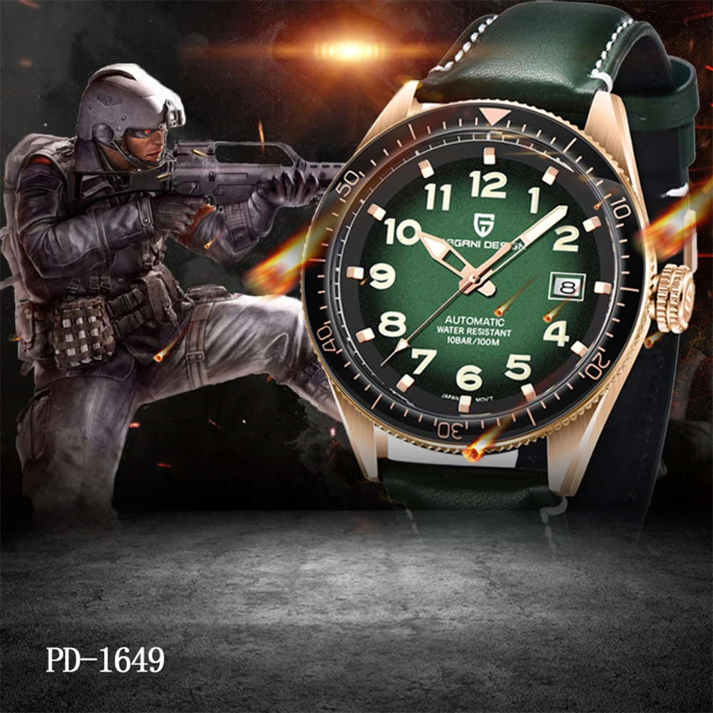 

PAGANI Brand Design Men Mechanical Wristwatch Fashion Mens Automatic 100M Waterproof Leather Watches Rolexable Clock Sport Watch