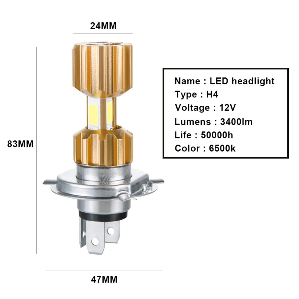 H4 Motorcycle Headlight Moto Bulbs 3400lm Super Bright Lamp Bulbs Accessories