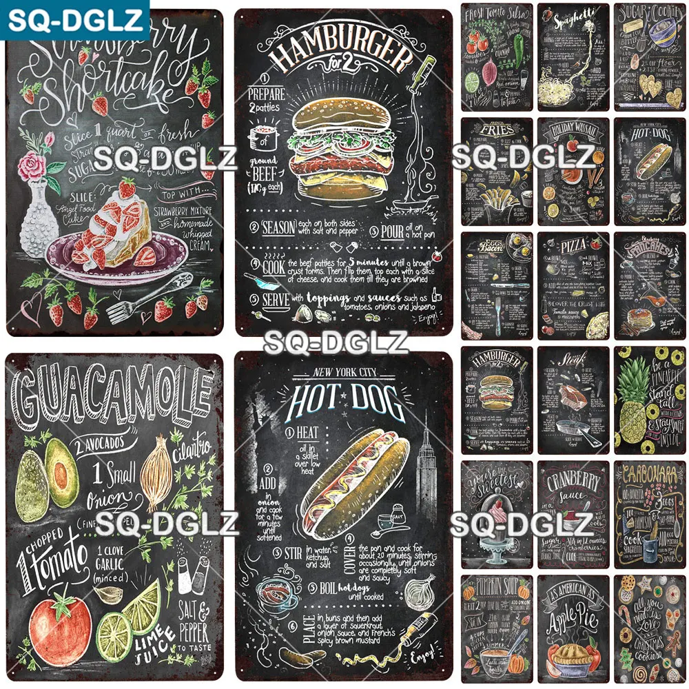 

[SQ-DGLZ] Food Metal Sign Bar Wall Decoration Tin Sign Vintage Metal Sign Blackboard Painting Plaques Art Fruit Cake Poster