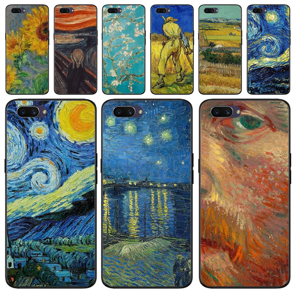 

ByLoving Van Gogh painting Cover Black Soft Shell Phone Case For OPPO F5 F9 F3 F11 pro A92020 K1 A77 RENO A52020