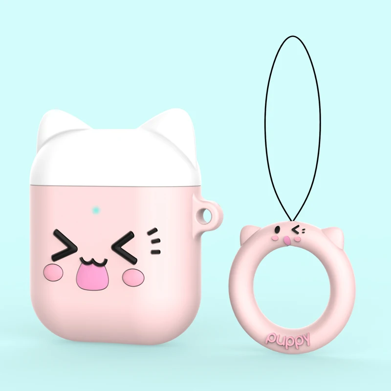 Силиконовый чехол s для Airpods 2 1 с милым мультяшным рисунком улыбки, чехол с кольцом, Bluetooth, беспроводной чехол для наушников Air Pods - Цвет: 10