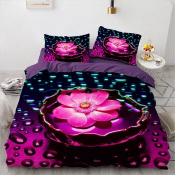 

3D Bedding Set Custom Single Double Queen Size 3PCS Duvet Cover Set Quilt/Comforter Pillow Case Flowers Bedclothes Microfiber