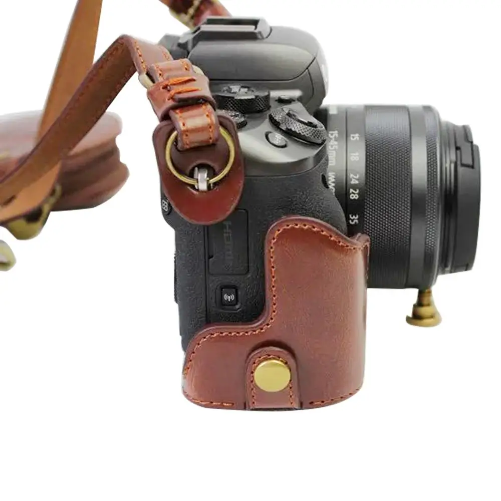 Полностью точный чехол для цифровой камеры из искусственной кожи с плечевым ремнем для Canon EOS M5 с объективом EF-M 15-45 мм