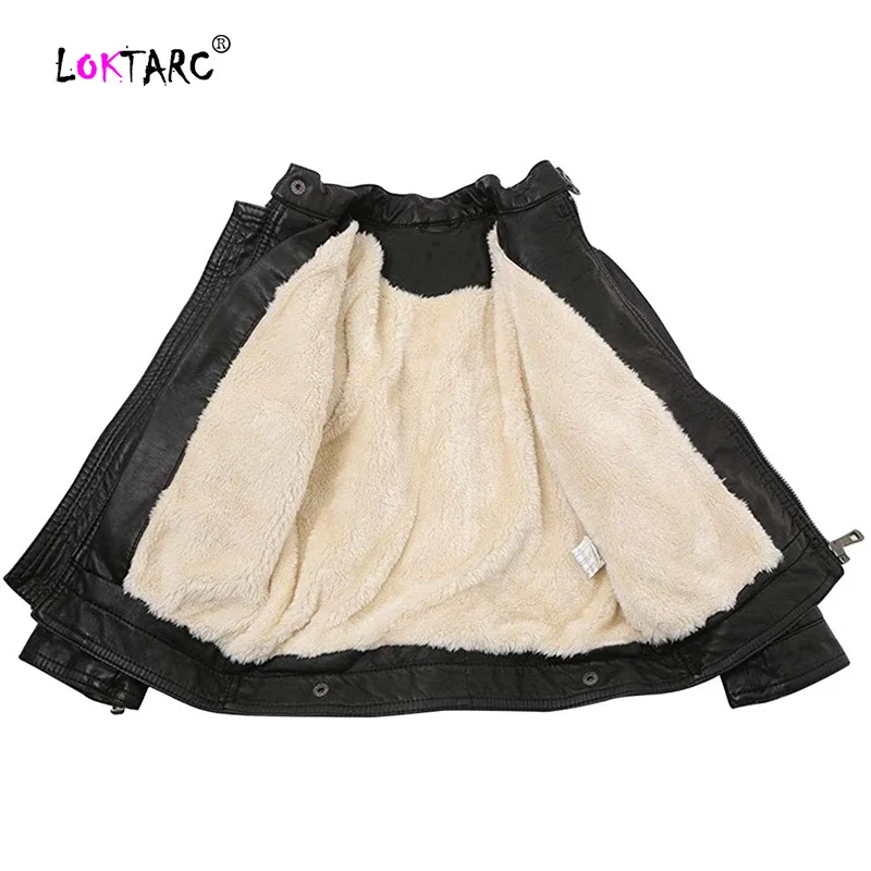 Black With Fur LOKTARC/Байкерские Куртки из искусственной кожи для мальчиков куртка из искусственной кожи для мальчиков детская мотоциклетная куртка из искусственной кожи с воротником-защелкой От 2 до 12 лет - Цвет: Black With Fur