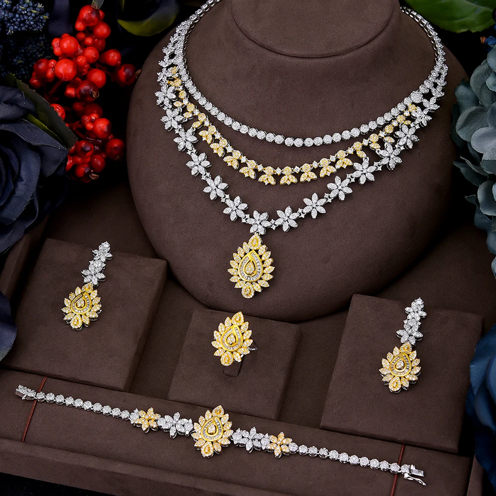 

Soramoore Famous Brand Blue CZ Luxury dubai Jewelry Sets For Women Wedding Party Zircon Crystal Indian Bridal Jewelry Set Gift