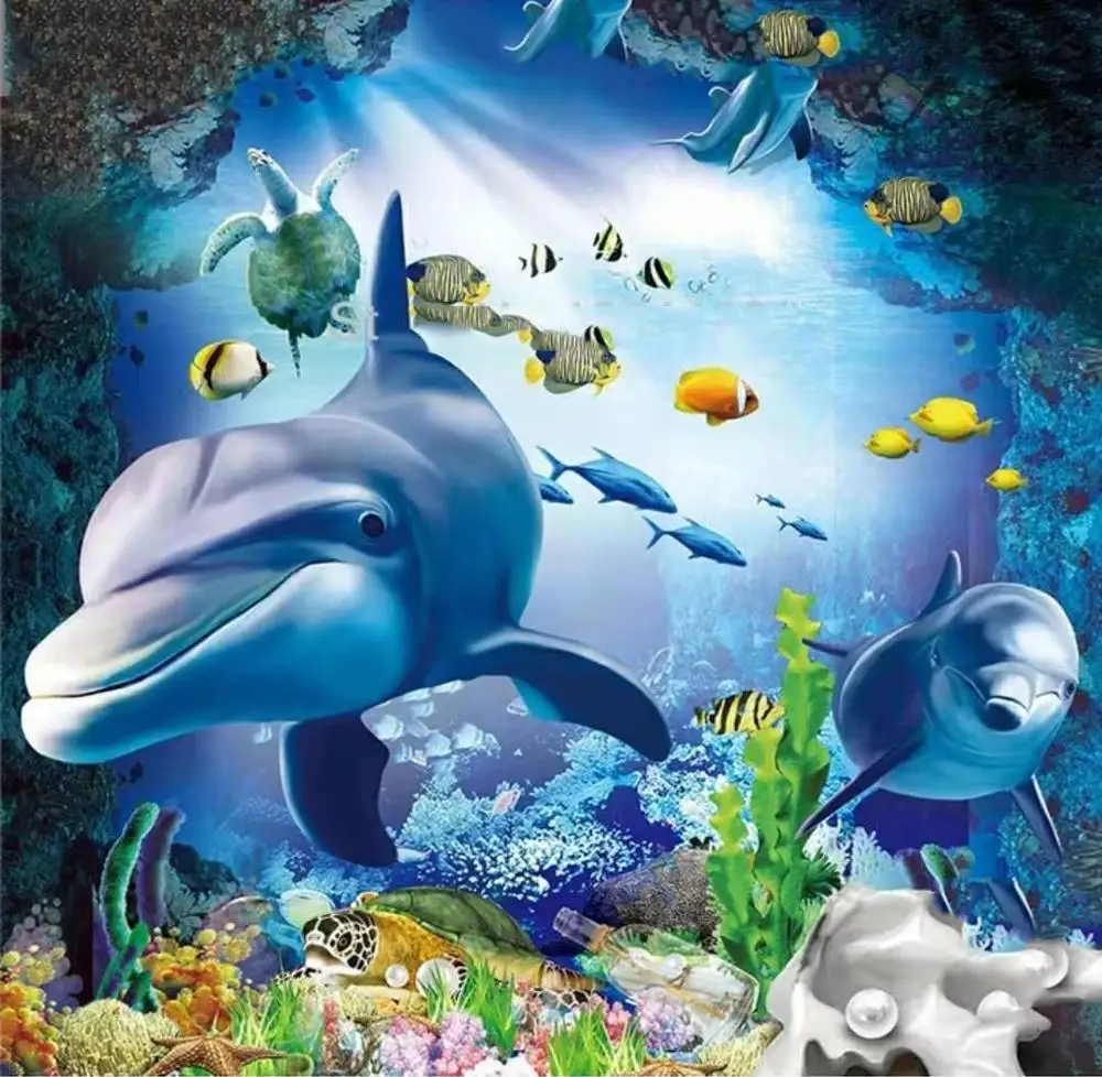 3D Настенные обои любого размера на заказ лучшие милые дельфины в большом океане