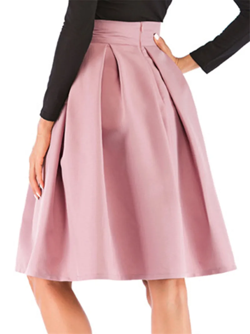 Women Skirts 2020 New Bow Solid Color Pleated Ball Gown Women Short Dress Summer Casual Ladies Short Skirt Women Streetwear  (4)