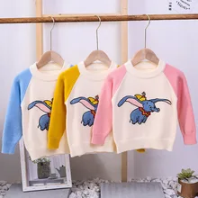 Ins/модные свитера для маленьких девочек свитер С Рисунком Слона для мальчиков осенне-зимний детский пуловер Топы, хлопковый трикотаж для девочек, одежда
