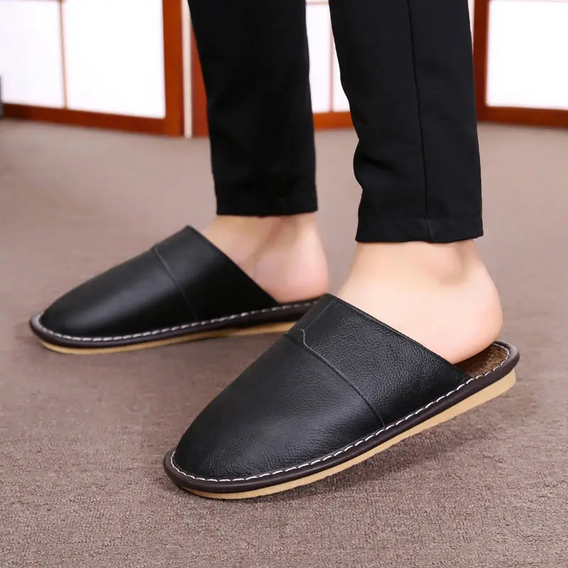 leather indoor slippers