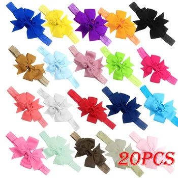 

20pcs Turban Fashion Hair Bows Headband For Kids Headwrap Textured Nylon Fabric Cute comfortable Elastic Accessories Gifts