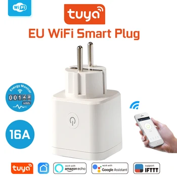 

Tuya WiFi Smart Plug EU 16A Socket Power Monitor Works With Alexa Google Assistant Timing Function Smart Life APP Control
