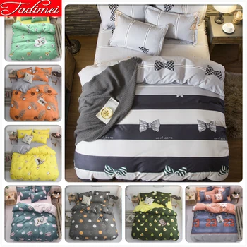 

Gray stripe Duvet Cover Sheet Pillowcase Bedding Set Adult Kids Child Soft Cotton Bed Linen Single Twin Queen King Size 180x220