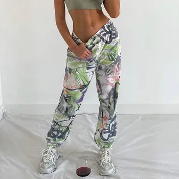 

Streetwear Tie Dye Graffiti Print Sweatpants Women Loose Elastic High Waist Pants Joggers Harajuku Sweat Pants Bottom