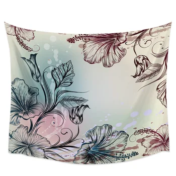 

Flowers Hibiscus Retro StyleTapestry Wall Hanging Bedroom Wall Dormitory Home Decoration Tapestry Wall
