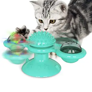 

DishyKooker Windmill Cat Toy Interactive Turntable Massage Brush for Pet Kitty Scratching Tickle