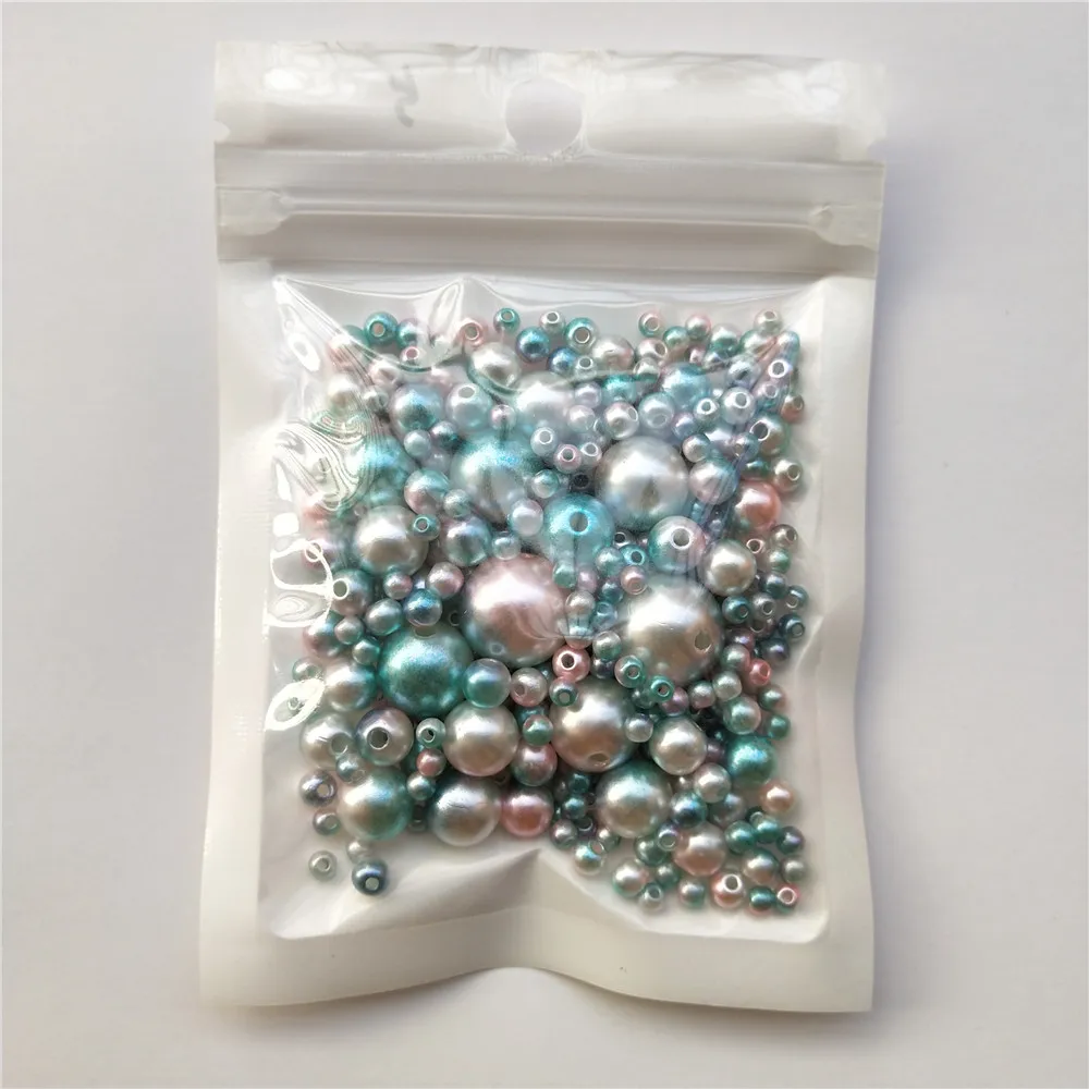 250Pcs Mix Size 3-12mm Beads with Hole Colorful Pearls Round Acrylic Imitation Pearl Beads DIY for Jewelry Making Accessories
